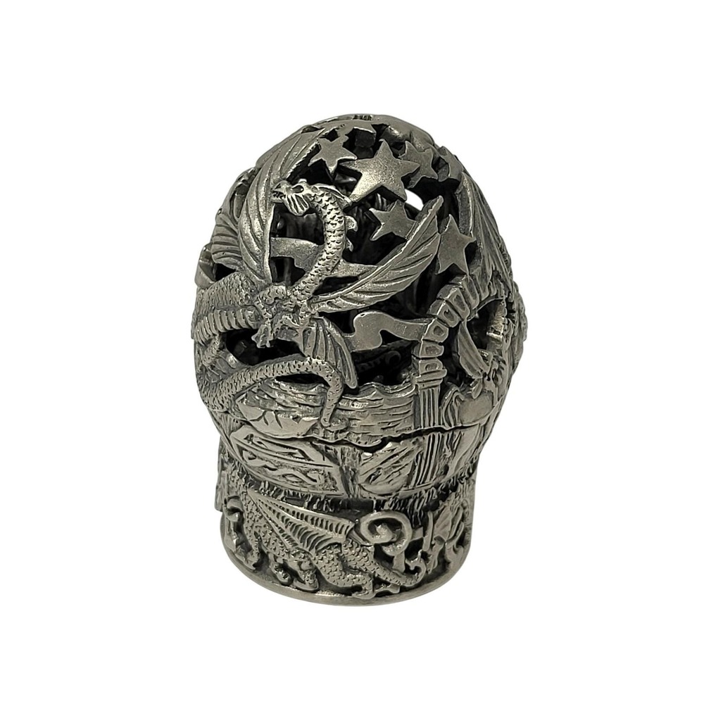 The Tudor Mint The Crystal Cauldron 1065 Pewter Wizard Dragon Egg Figurine UK